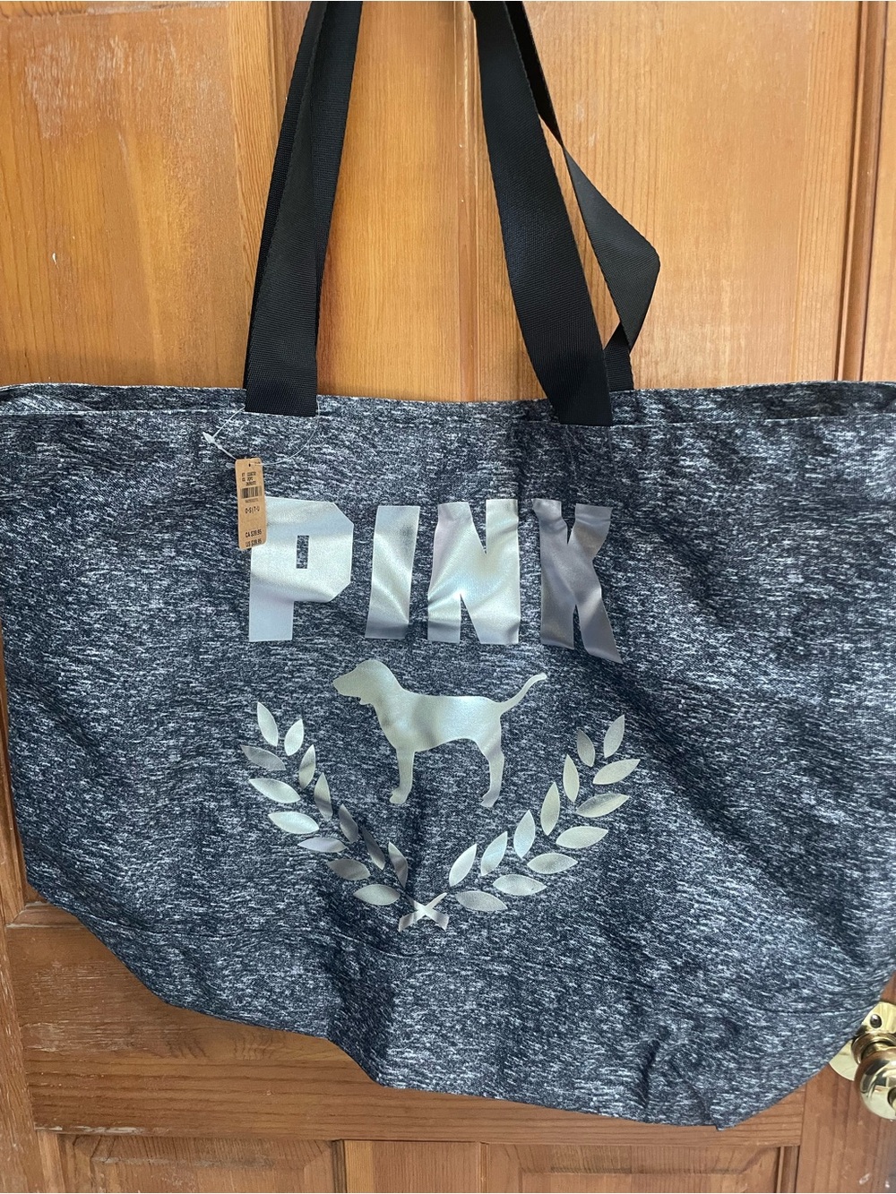 PINK Victoria's Secret Heather Gray Tote with Metallic Logo